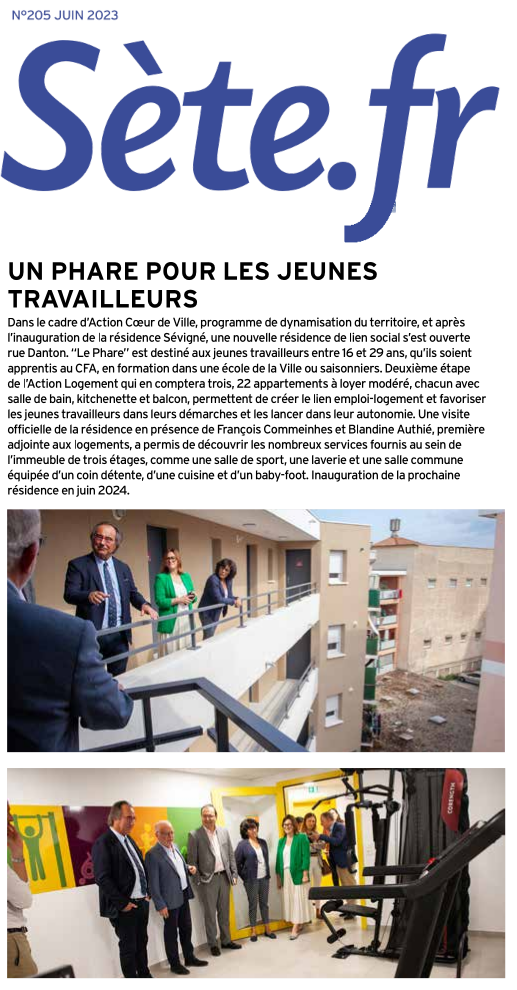 Sète.fr parle de la résidence « Le Phare » Habitat Jeunes Sète Bassin