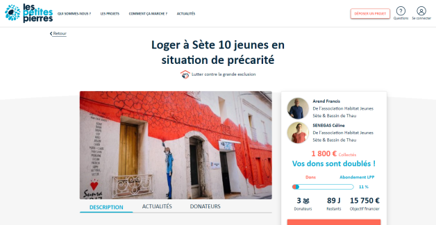 Habitat Jeunes ouvre une campagne de financement participatif avec Les Petites Pierres